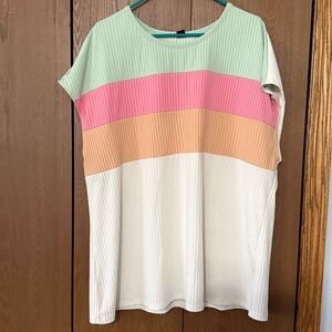 Women's Cream sleeveless Ribbed Top